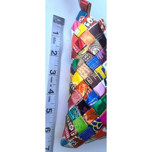 Novelty Pattern Candy Wrappers Multicolored Shoulder Purse 6.5" Tall - Picture 10 of 14